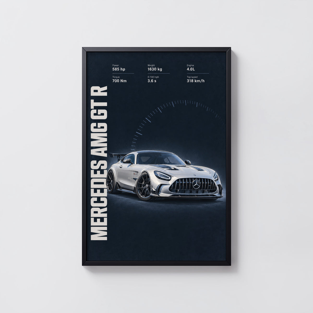 Vintage Mercedes AMG GT R Print, Car Wall Art