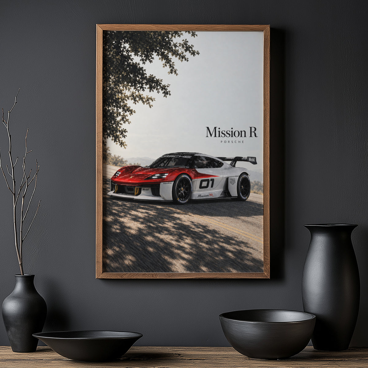 Vintage Porsche Mission R Print, Race Car Art
