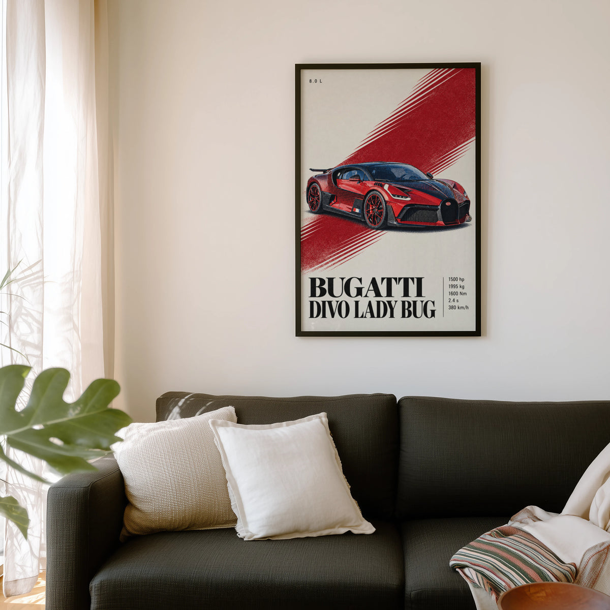 Vintage Bugatti Divo Print, Supercar Wall Art