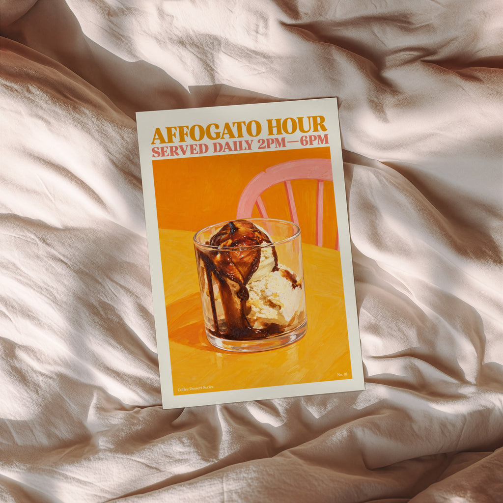 Vintage Affogato Print, Coffee Poster, Kitchen Art