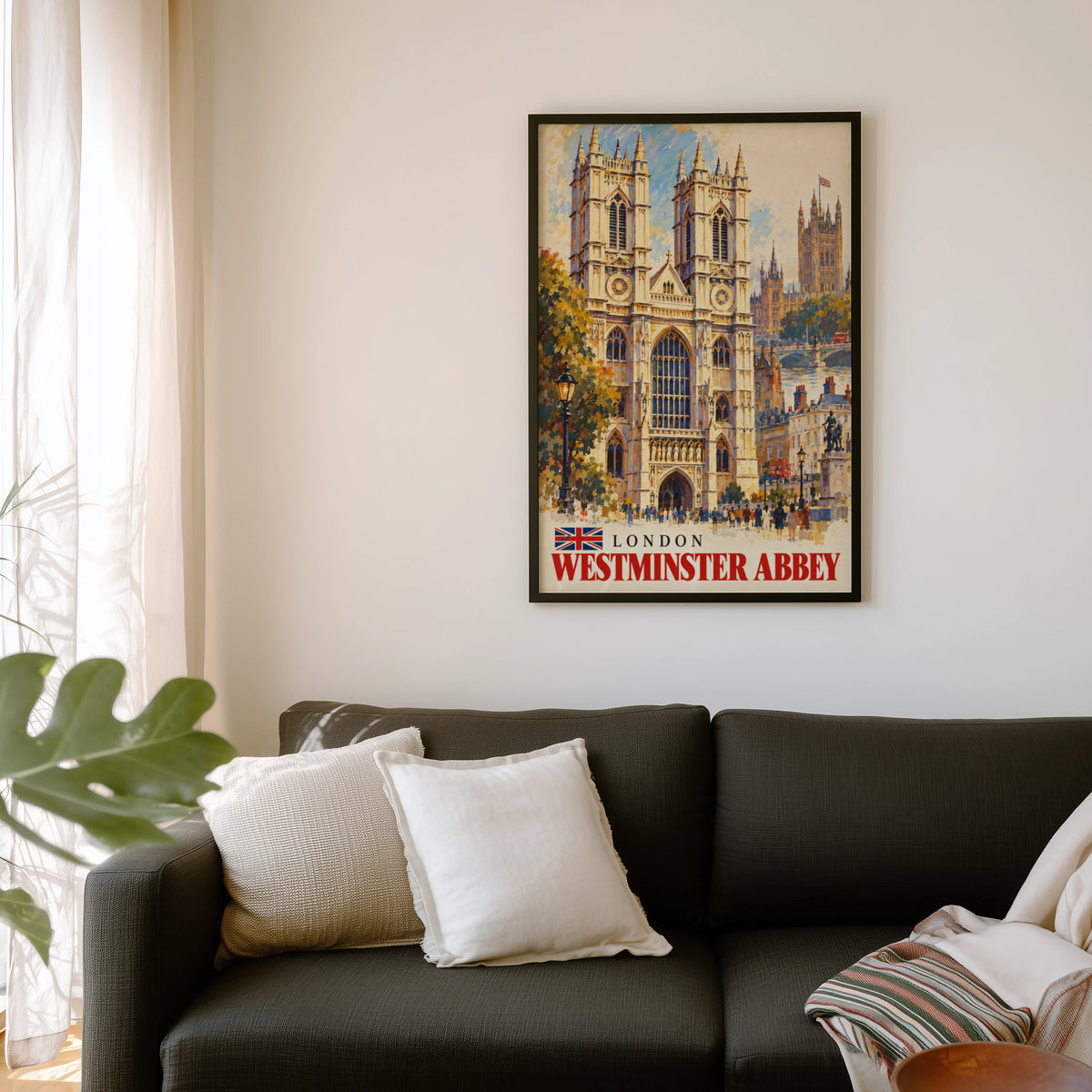 Vintage Westminster Abbey Poster, London Wall Art Print