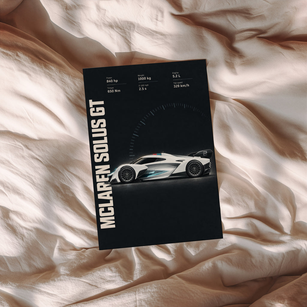 Vintage McLaren Solus GT Print, Supercar Wall Art