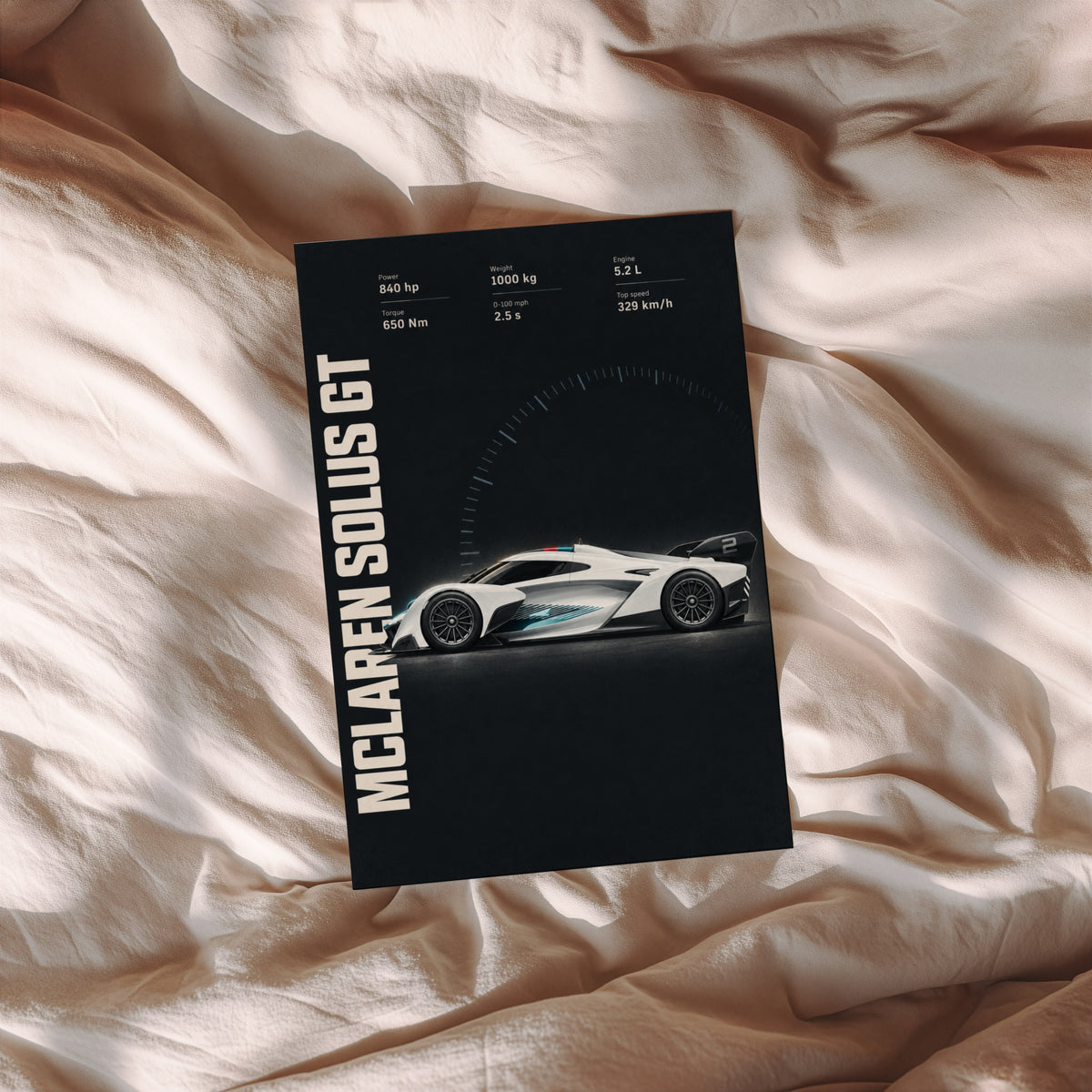 Vintage McLaren Solus GT Print, Supercar Wall Art