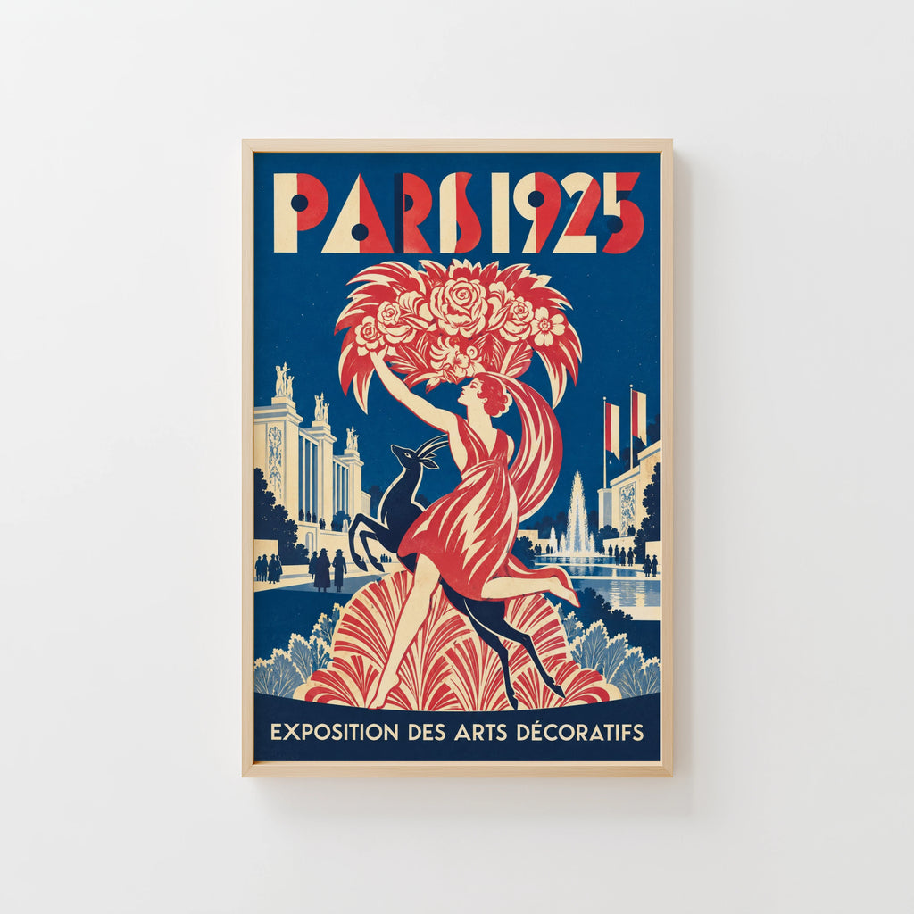 Vintage Paris 1925 Poster, Art Deco Wall Art, France Print
