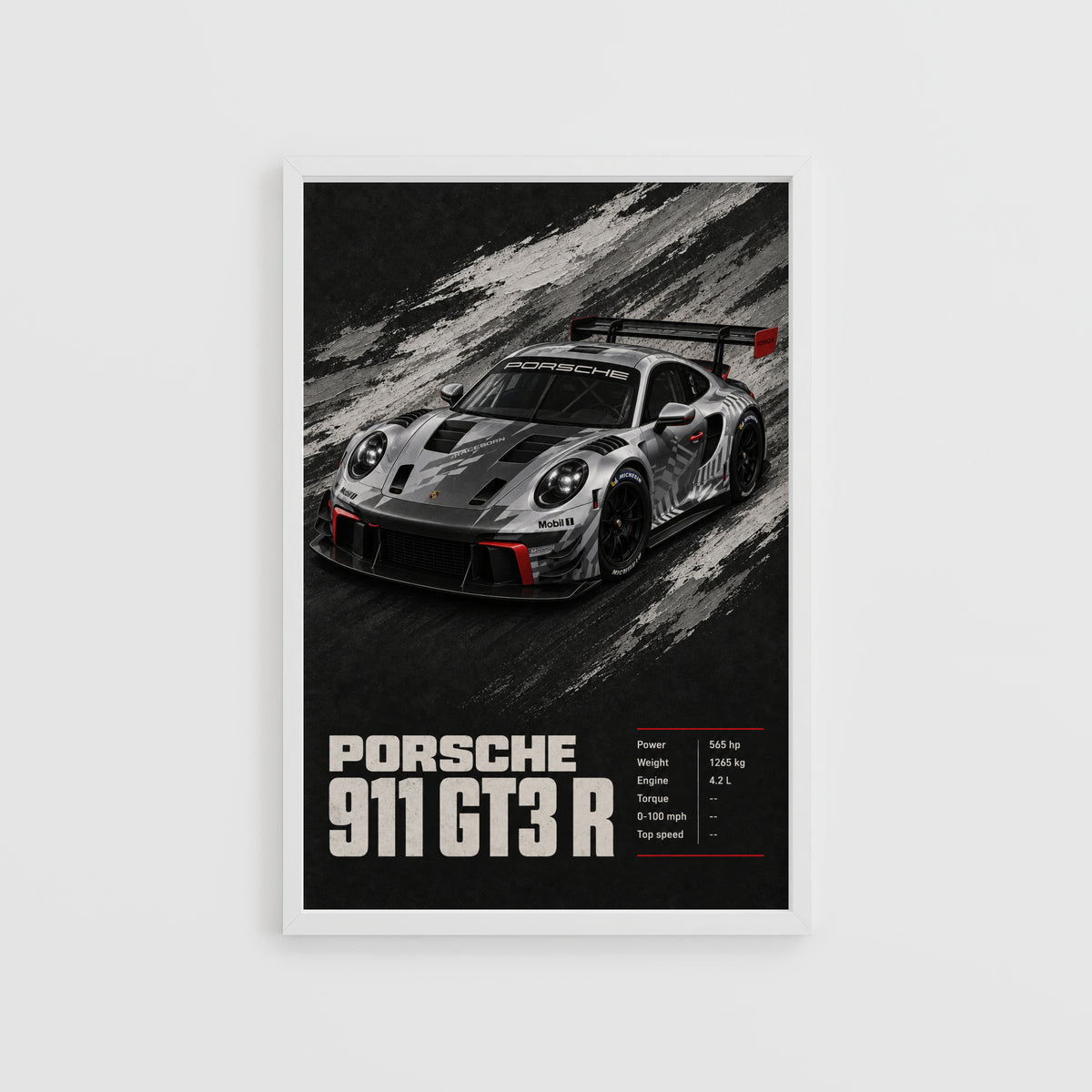 Vintage Porsche 911 GT3 R Print, Race Car Wall Art