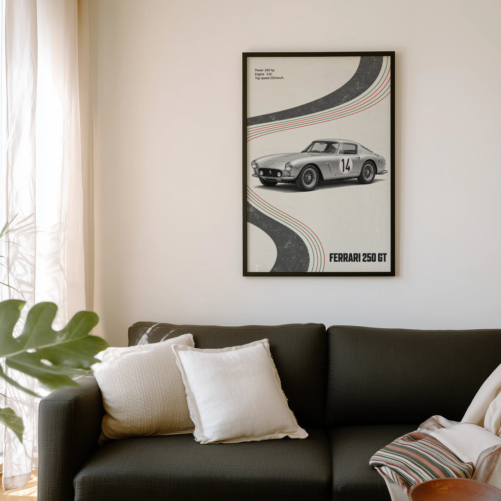 Vintage Ferrari 250 GT Print, Car Wall Art