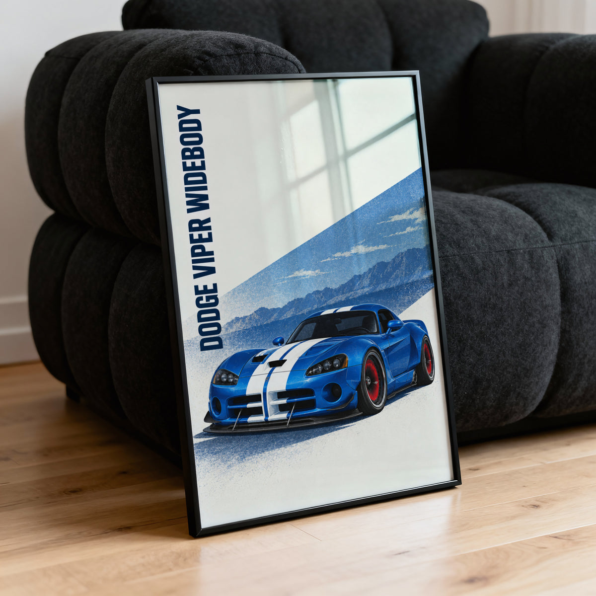 Vintage Dodge Viper Print, Blue Car Wall Art