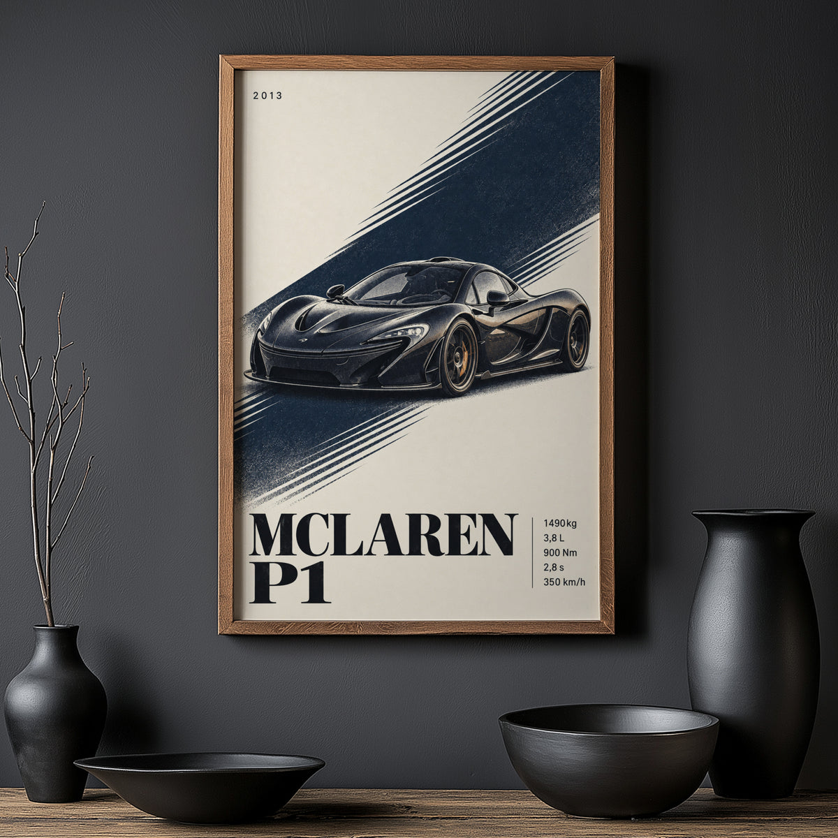 Vintage McLaren P1 Print, Supercar Wall Art
