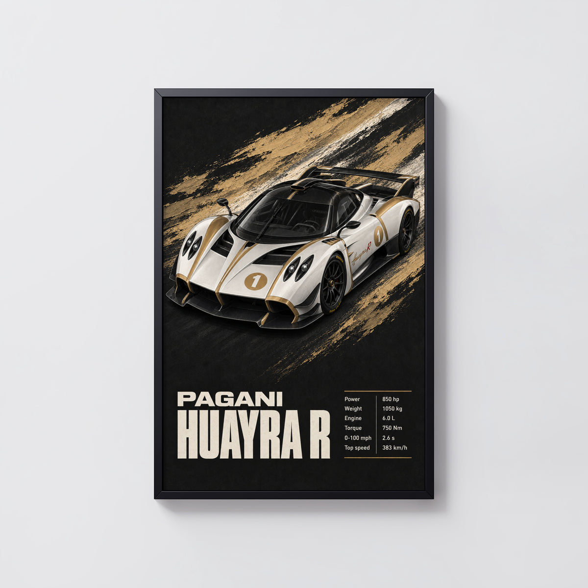 Vintage Pagani Huayra R Print, Supercar Wall Art