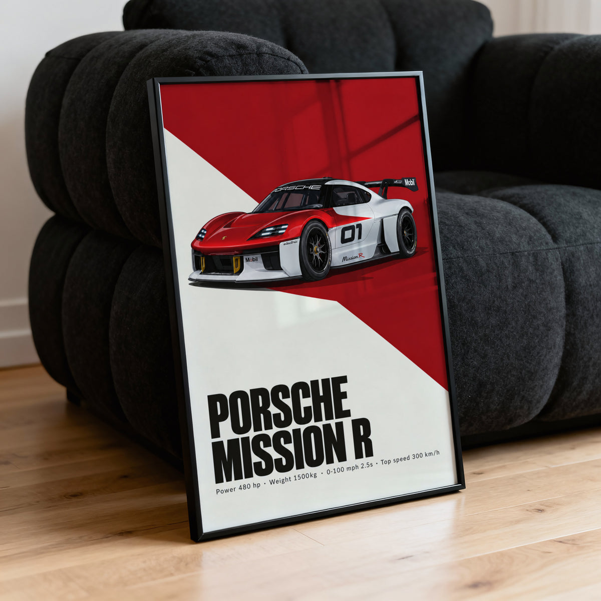 Vintage Porsche Mission R Print, Car Wall Art