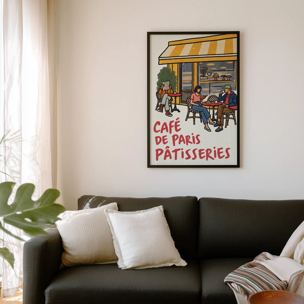 Vintage Coffee Print and Poster, Paris Cafe Wall Art
