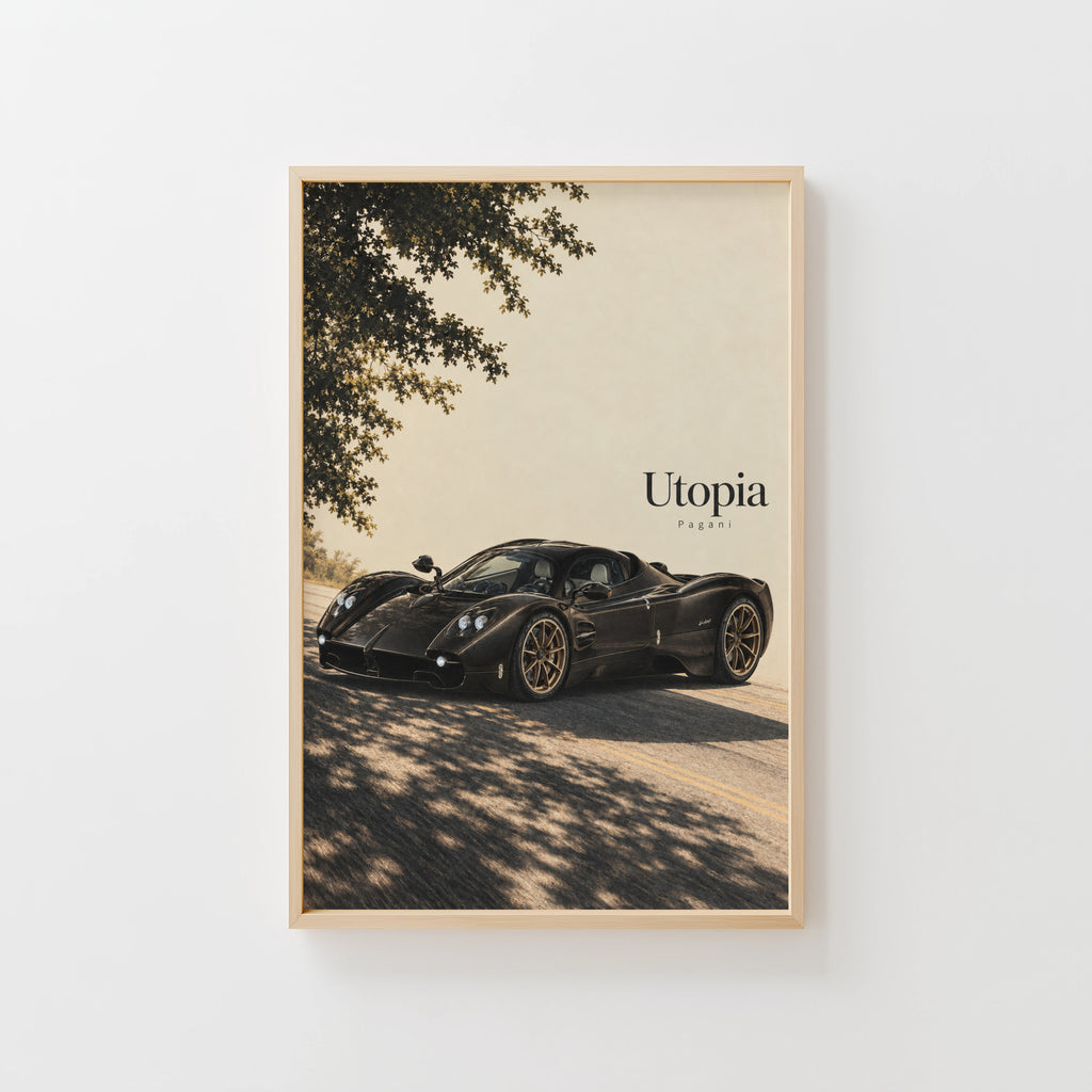 Vintage Pagani Utopia Print, Supercar Wall Art