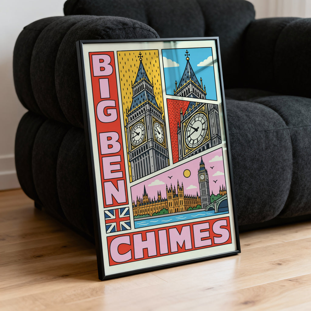 Vintage Big Ben London Poster, Retro Comic Wall Art Print