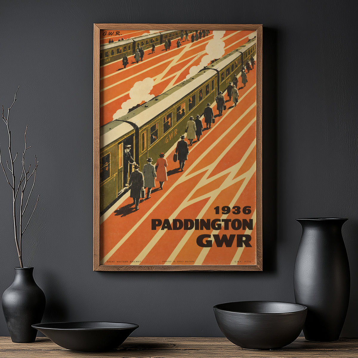 Vintage Paddington Station GWR Print Poster, Railway Art