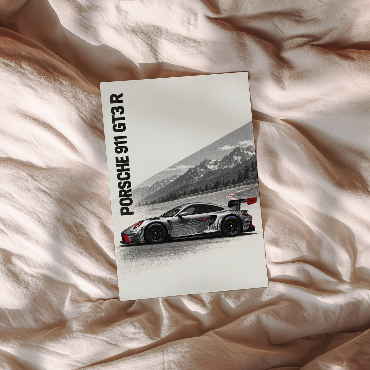 Vintage Porsche 911 GT3 R Print, Racing Wall Art