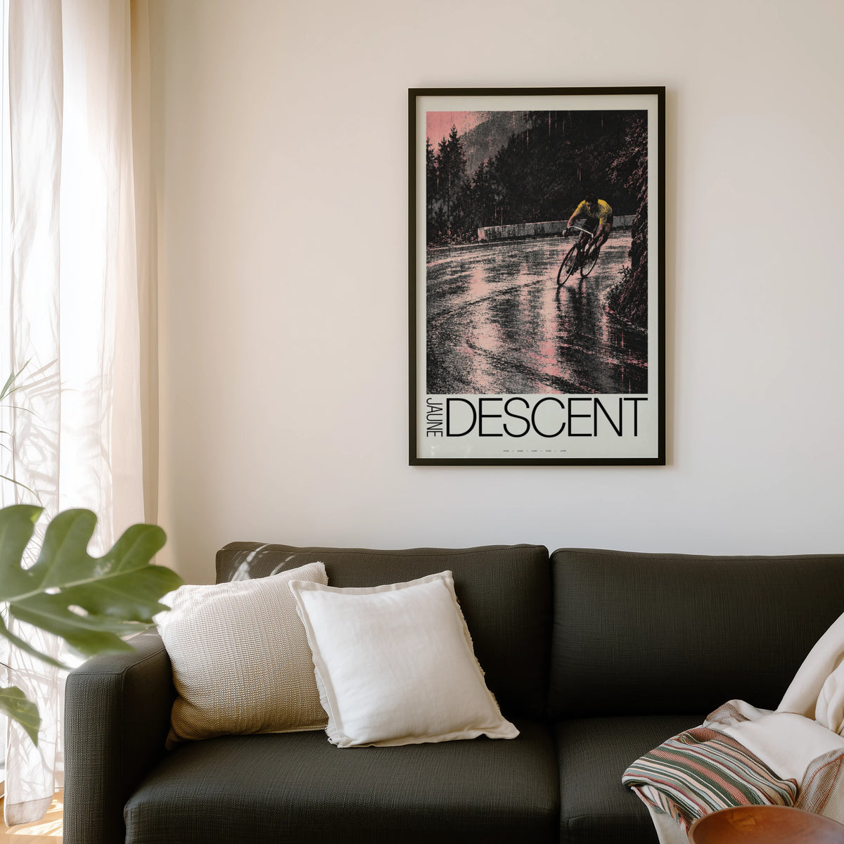 Vintage Cycling Poster, Wet Road Descent Wall Art Print