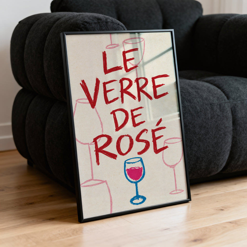 Vintage Le Verre de Rose Print Poster, Wine Wall Art