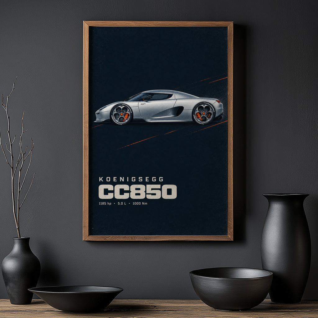 Vintage Koenigsegg CC850 Print, Supercar Wall Art
