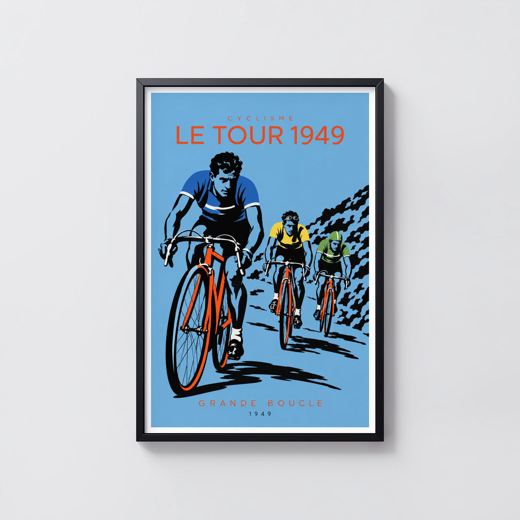 Vintage Tour de France Poster, Cyclists Wall Art, Bike Print