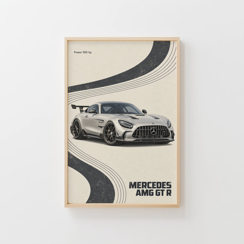 Vintage Mercedes AMG GT R Print, Car Wall Art
