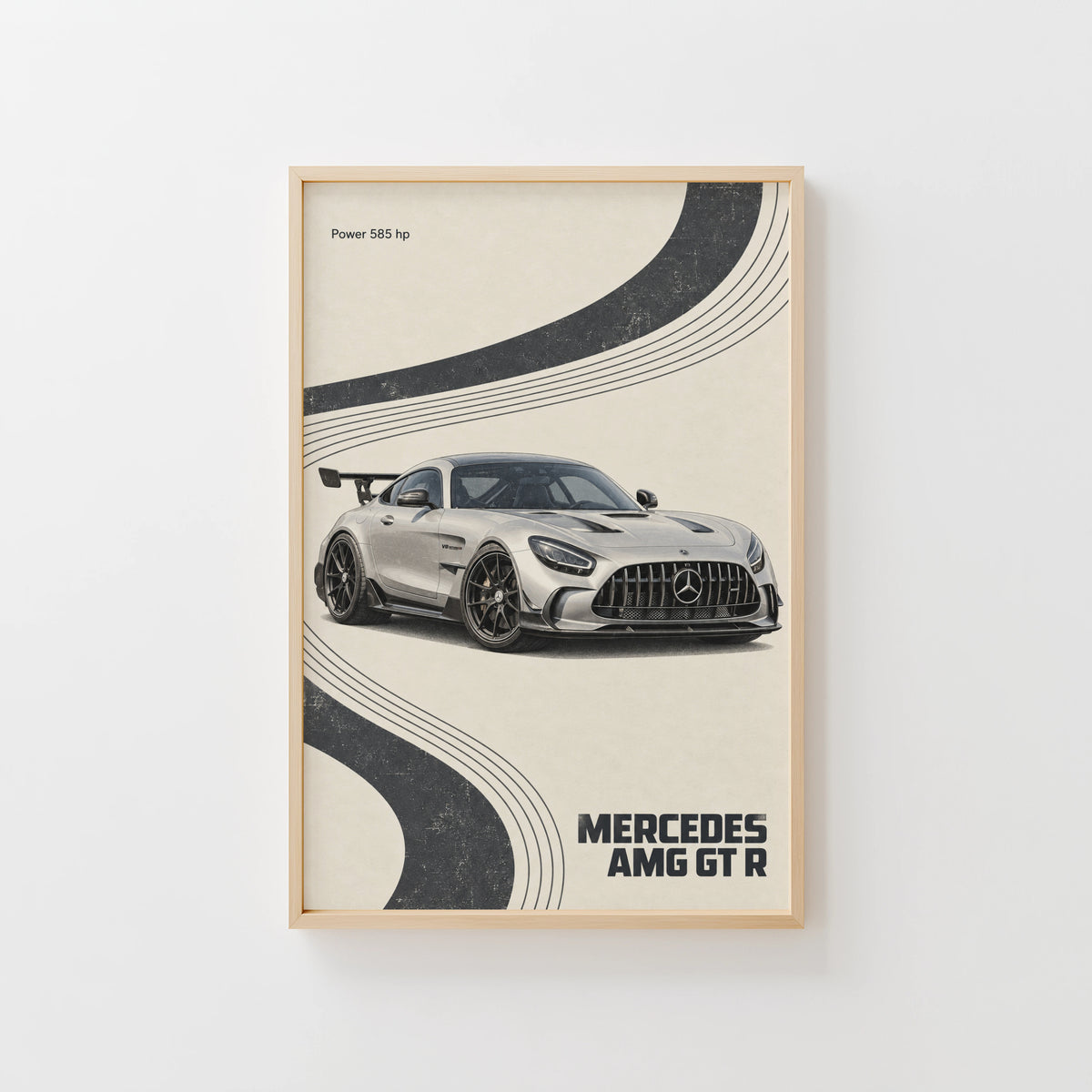 Vintage Mercedes AMG GT R Print, Car Wall Art