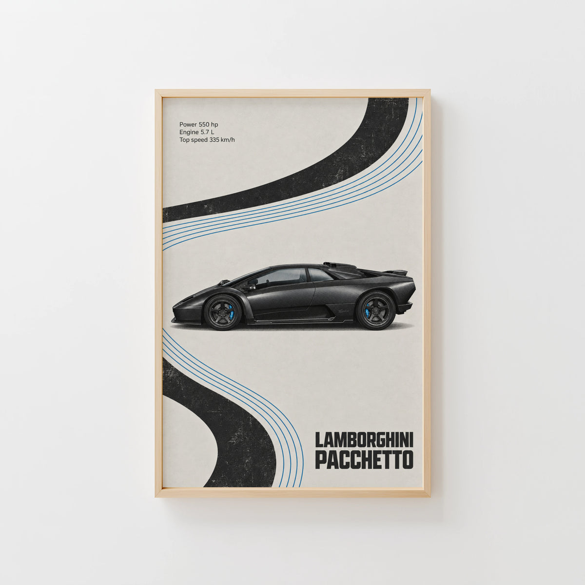 Vintage Lamborghini Pacchetto Print, Supercar Wall