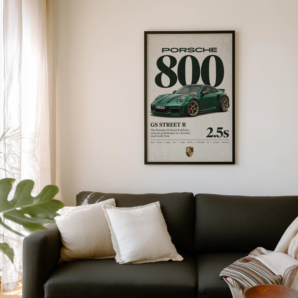 Vintage Porsche GS Street R Print, Car Wall Art