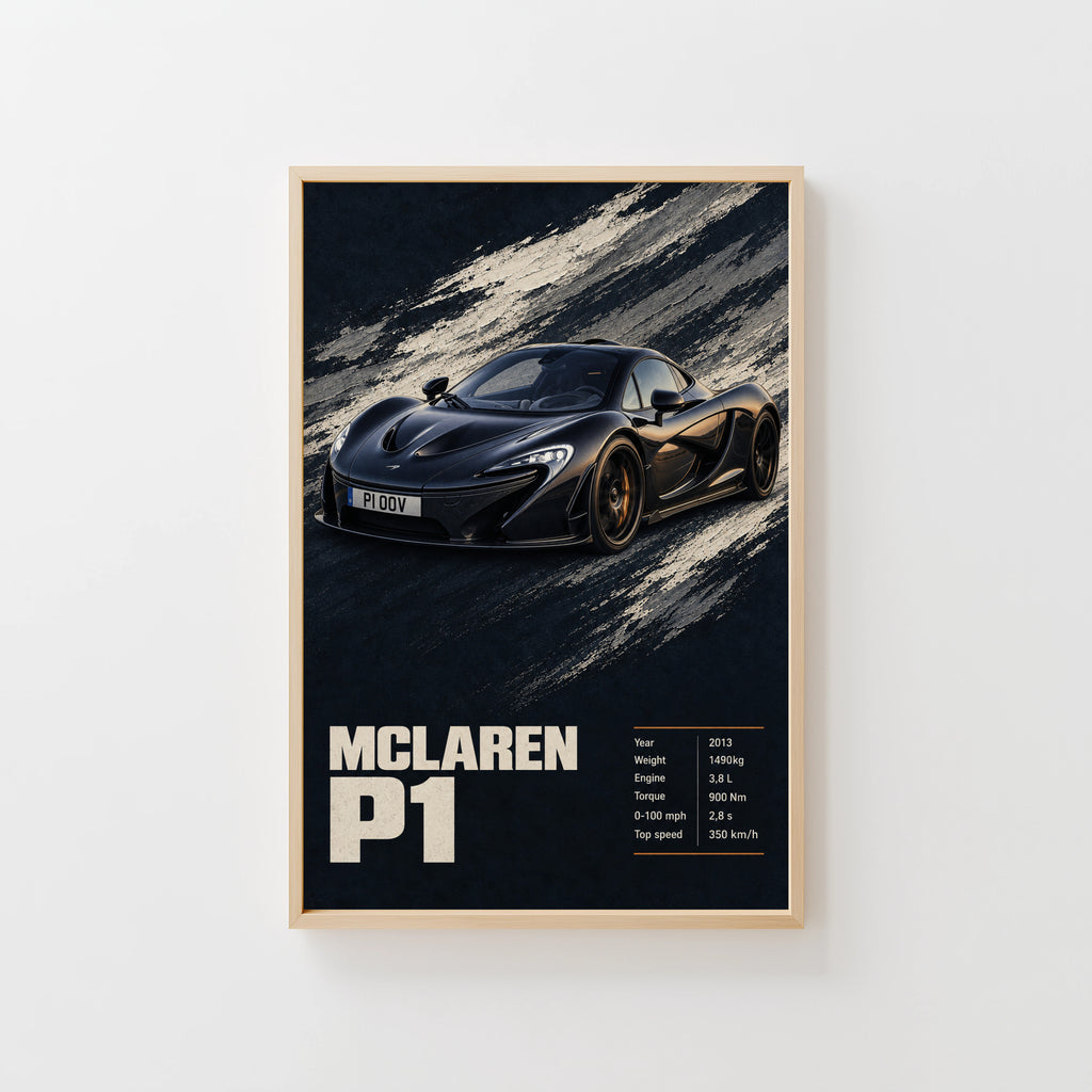 Vintage McLaren P1 Print, Supercar Wall Art