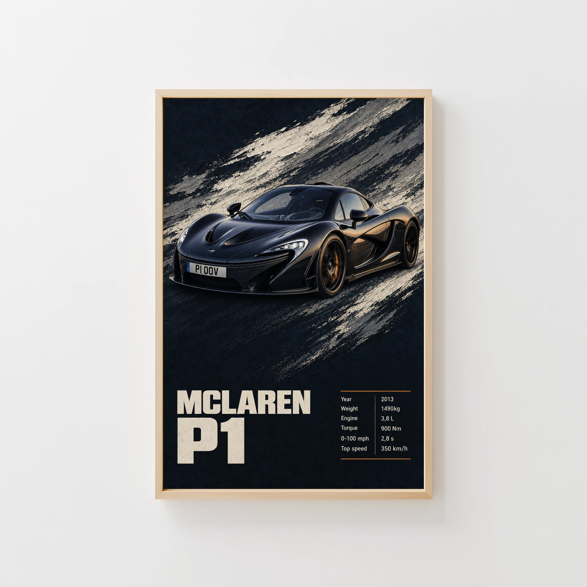 Vintage McLaren P1 Print, Supercar Wall Art