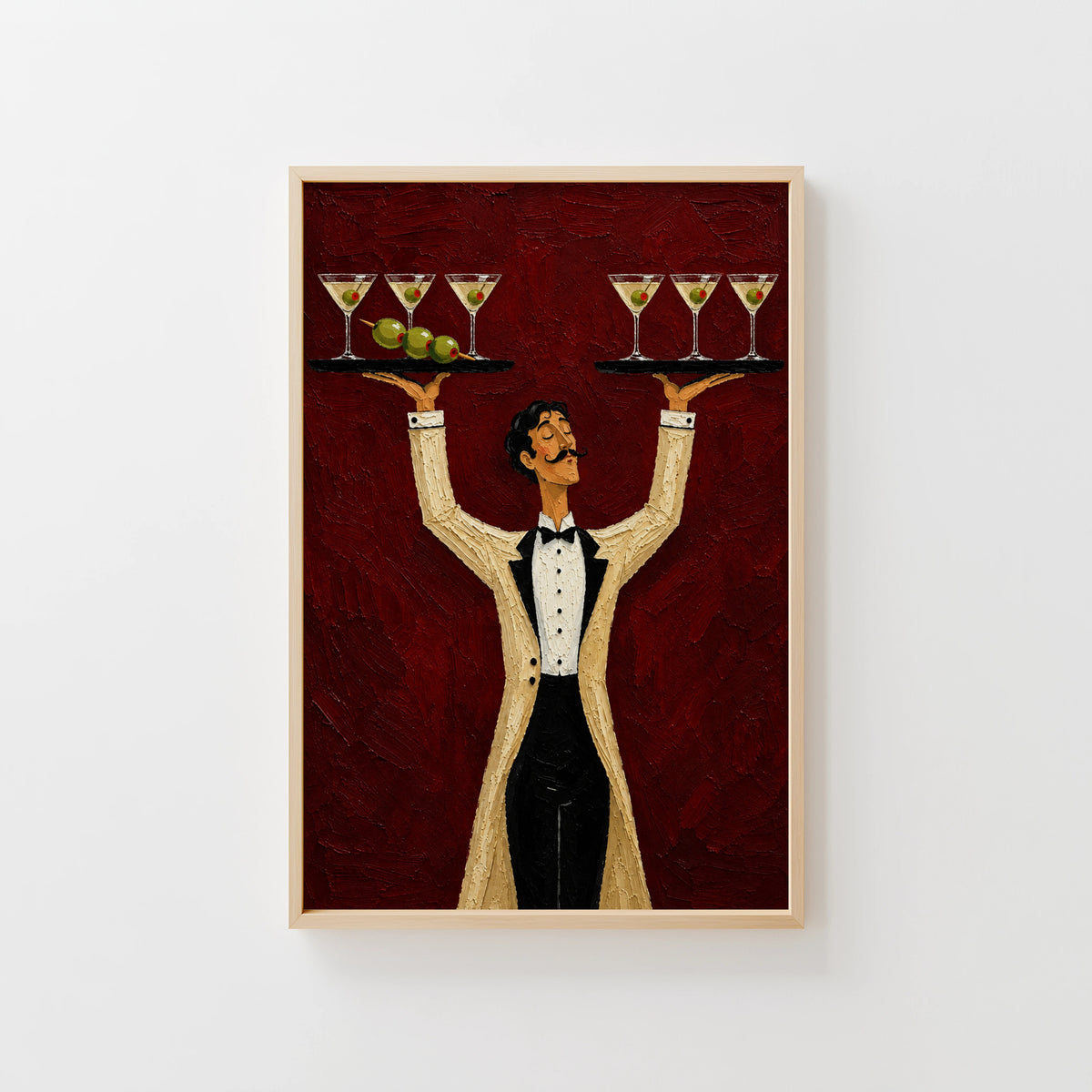 Vintage Martini Waiter Print Poster, Cocktail Wall Art