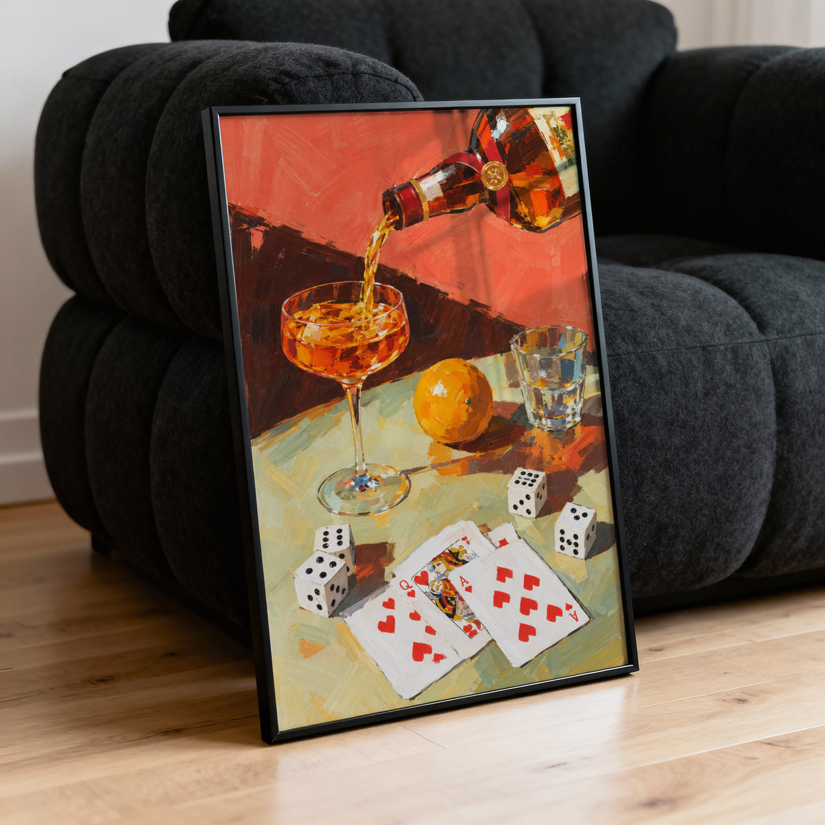 Vintage Cocktail Print Poster, Orange Liqueur Wall Art