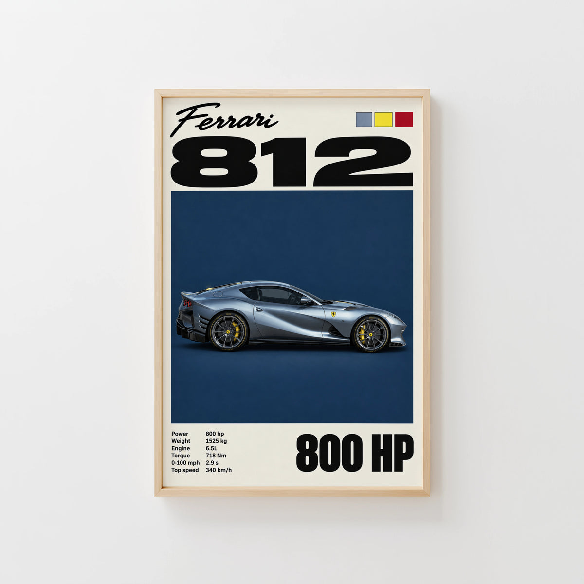 Vintage Ferrari 812 Print, Car Wall Art