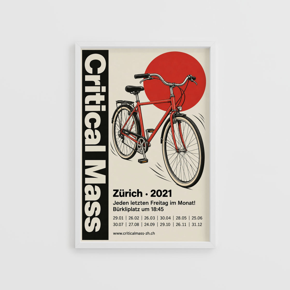 Vintage Cycling Poster, Bicycle Wall Art, Zurich Print
