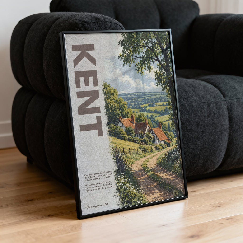 Vintage Kent Poster, English Countryside Wall Art, Print