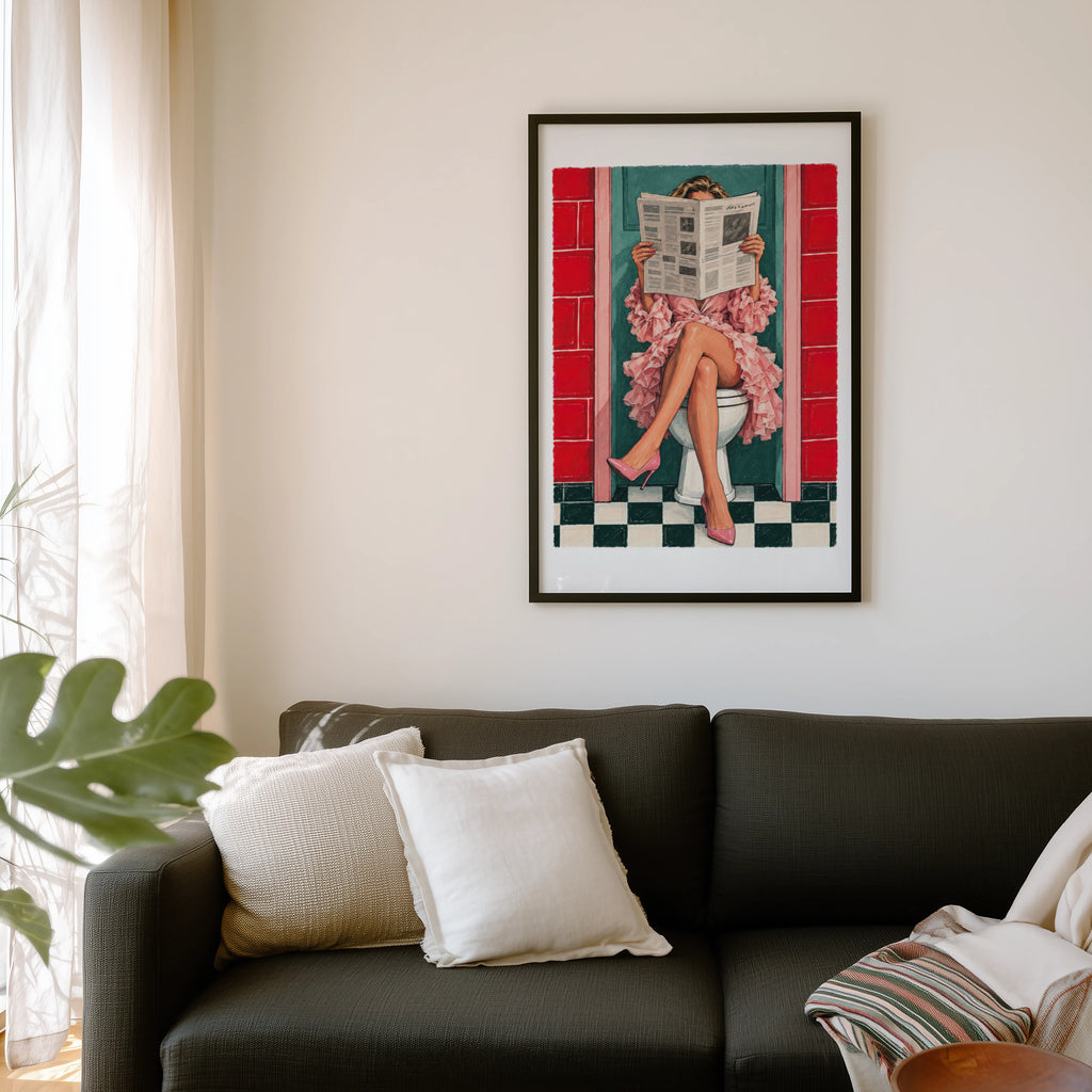 Vintage Bathroom Print and Poster, Retro Toilet Wall Art