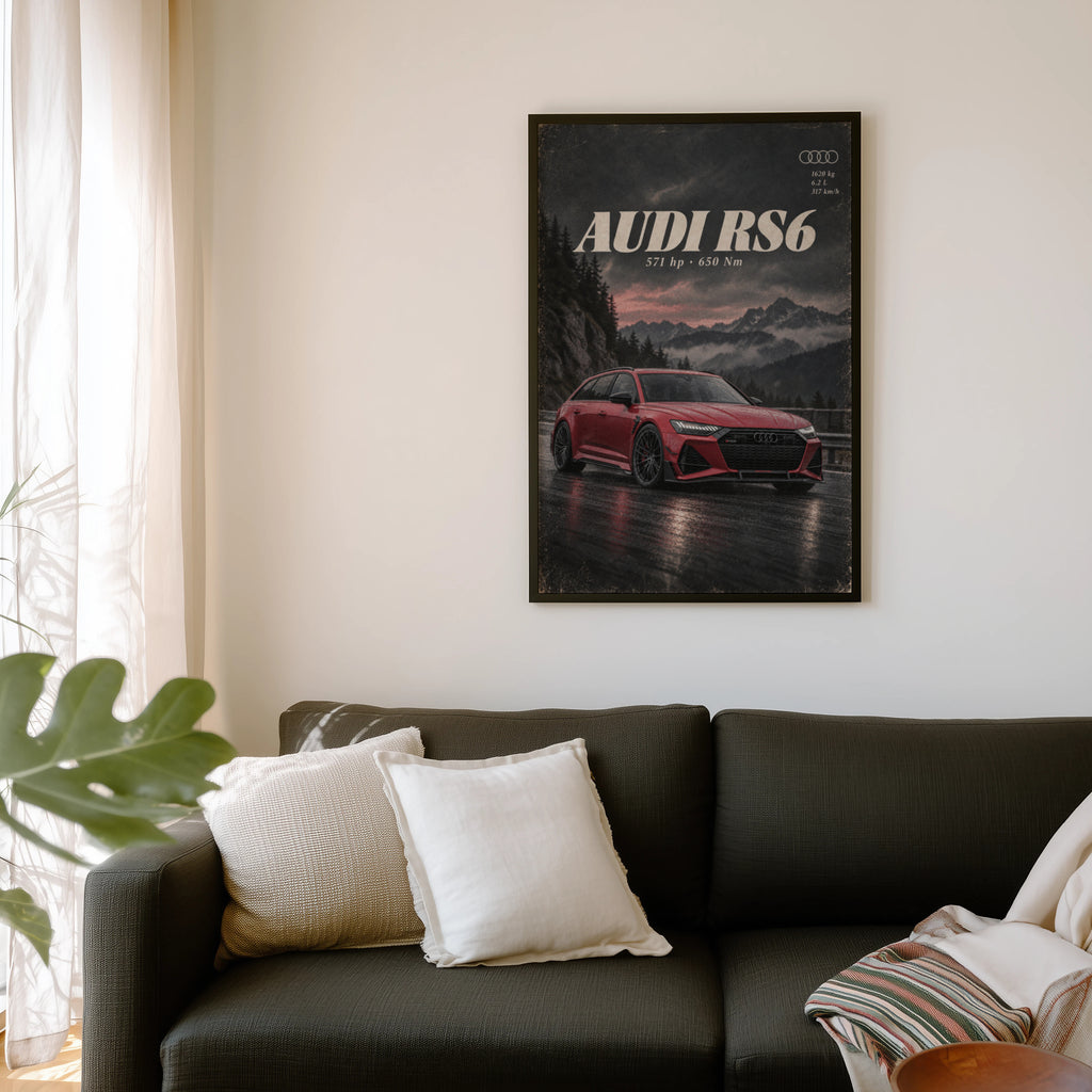 Vintage Audi RS6 Print, Car Wall Art, Avant