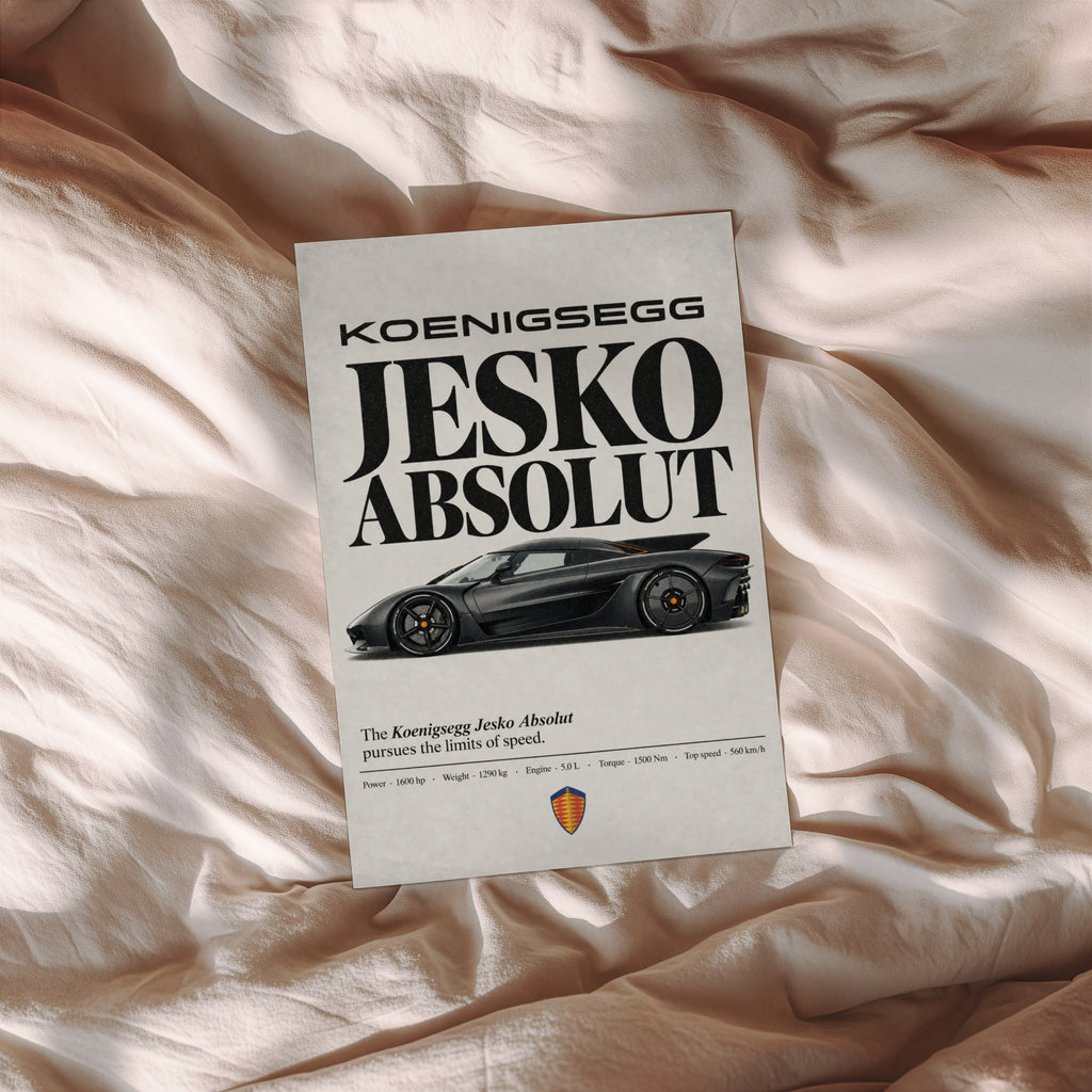Vintage Koenigsegg Jesko Absolut Print, Car Wall Art