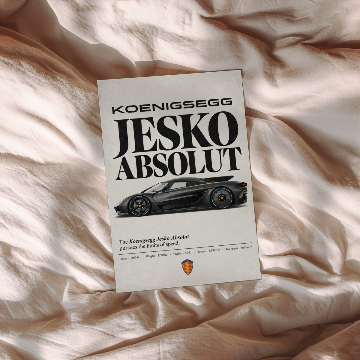 Vintage Koenigsegg Jesko Absolut Print, Car Wall Art