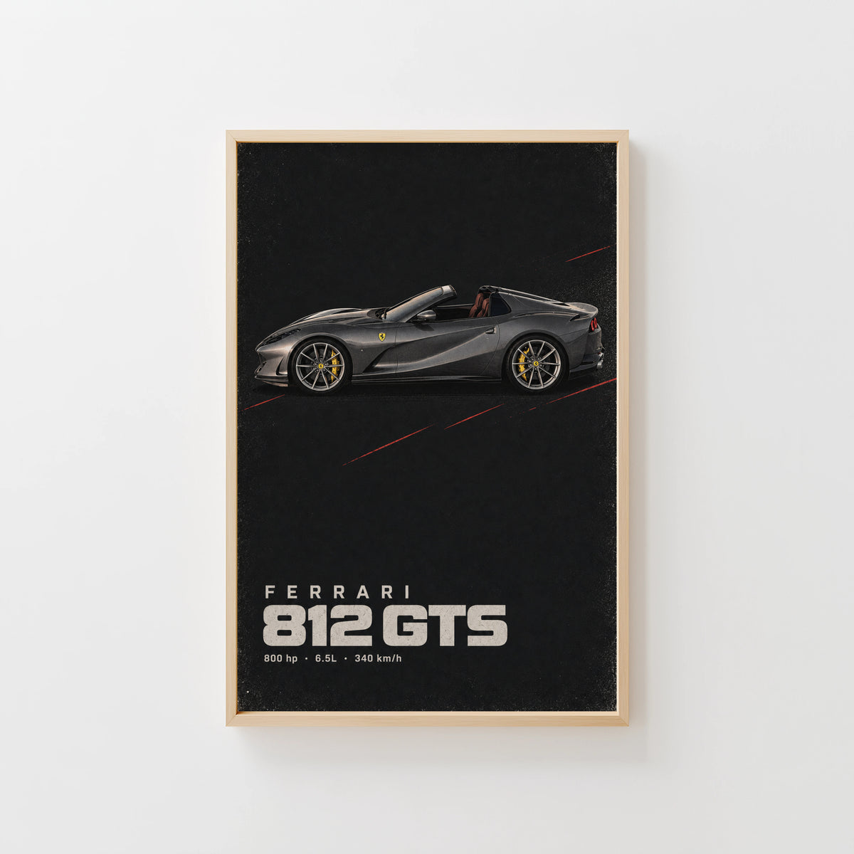 Vintage Ferrari 812 GTS Print, Supercar Wall Art