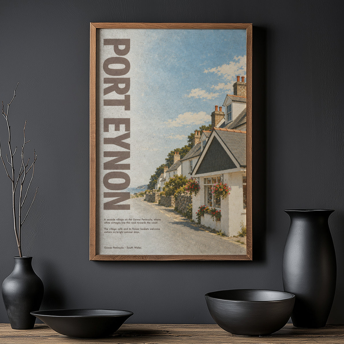 Vintage Port Eynon Gower Poster, Welsh Seaside Wall Art