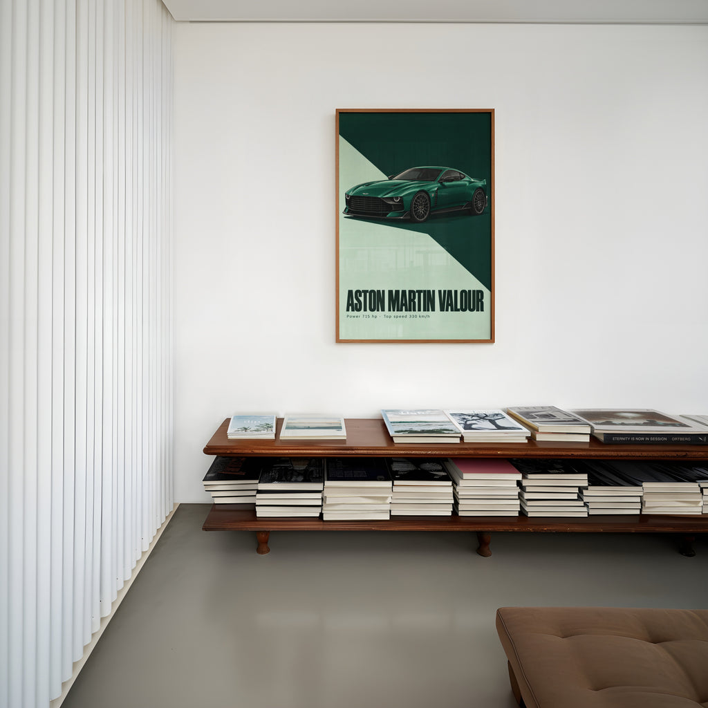 Vintage Aston Martin Valour Print, Green Car Art