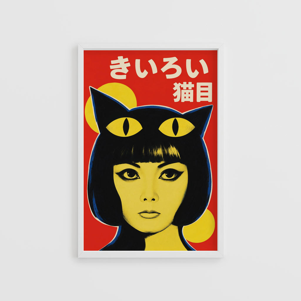 Vintage Japanese Cat Print, Retro Poster, Wall Art