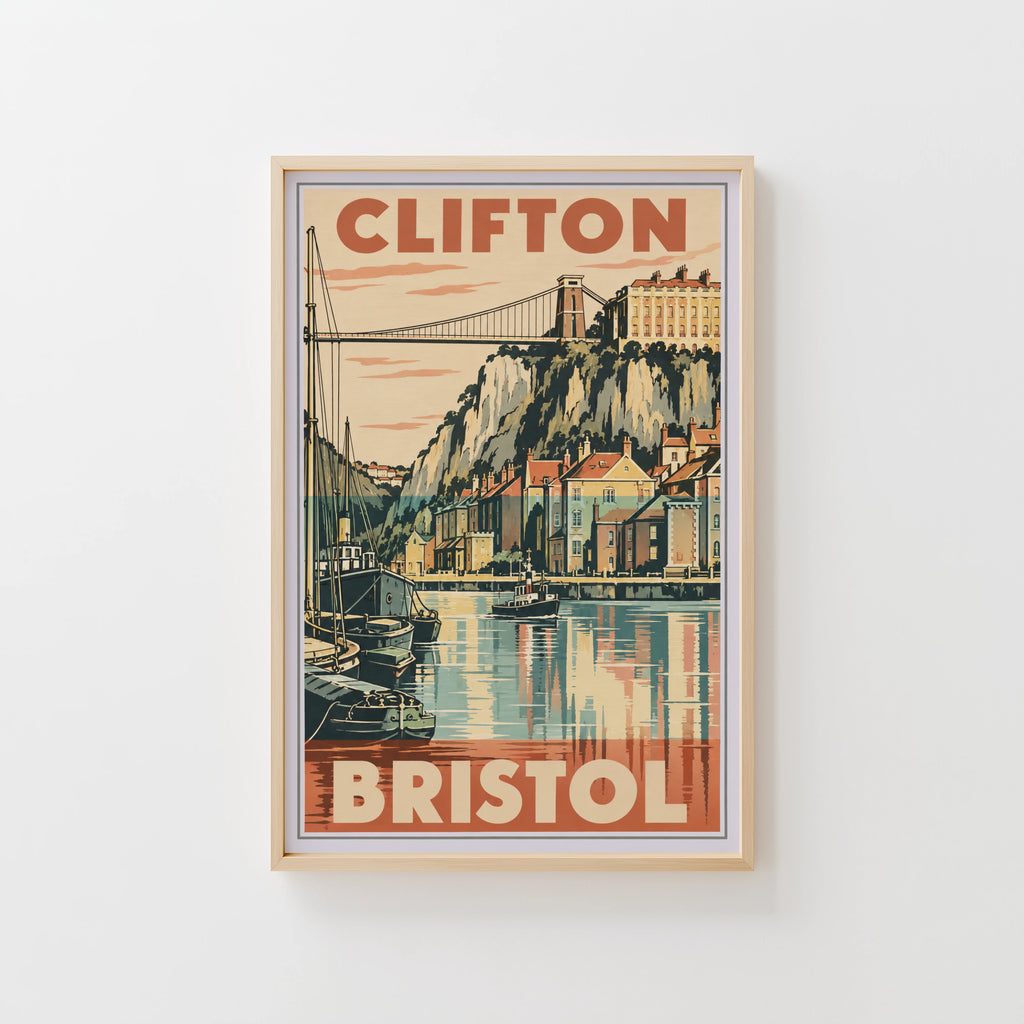 Vintage Clifton Bristol Poster, Suspension Bridge Wall Art