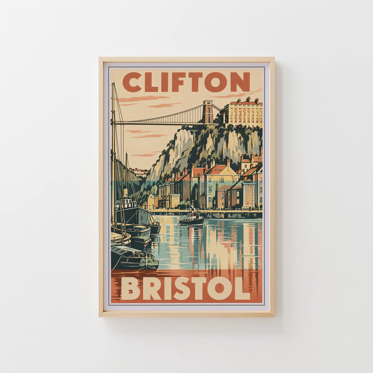 Vintage Clifton Bristol Poster, Suspension Bridge Wall Art