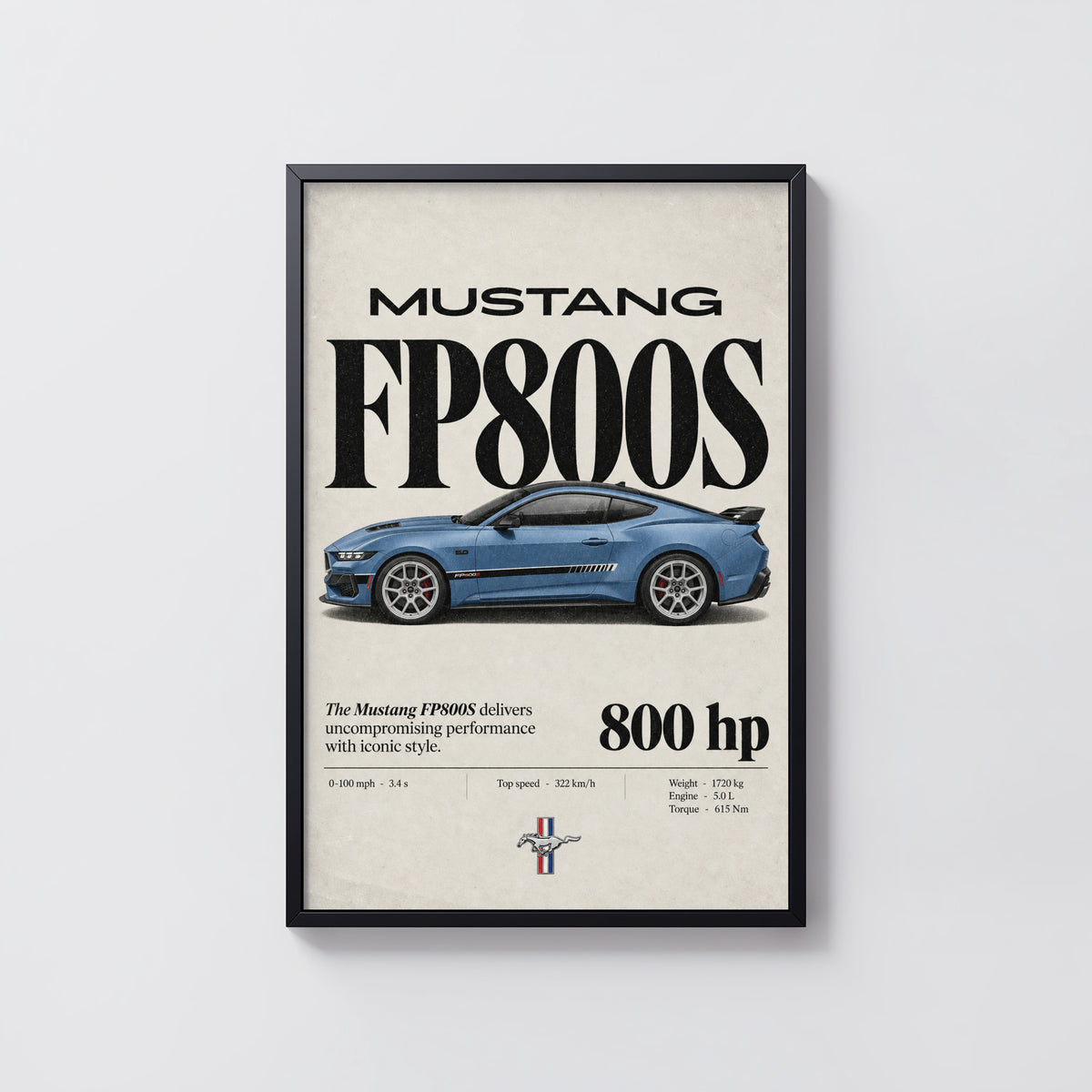 Vintage Mustang FP800S Print, Car Wall Art