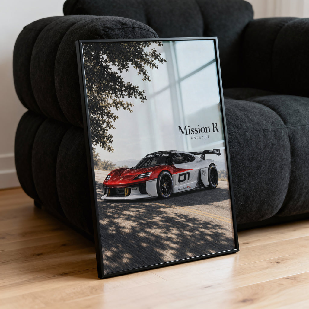 Vintage Porsche Mission R Print, Race Car Art