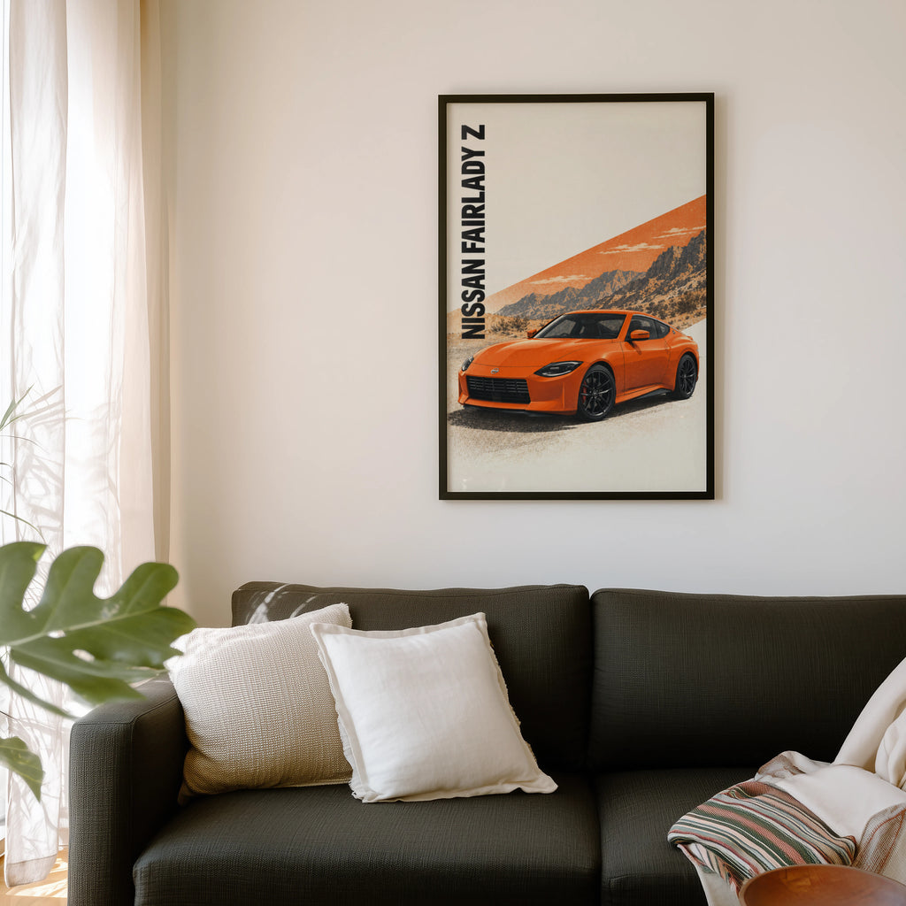 Vintage Nissan Fairlady Z Print, Orange Car Wall Art