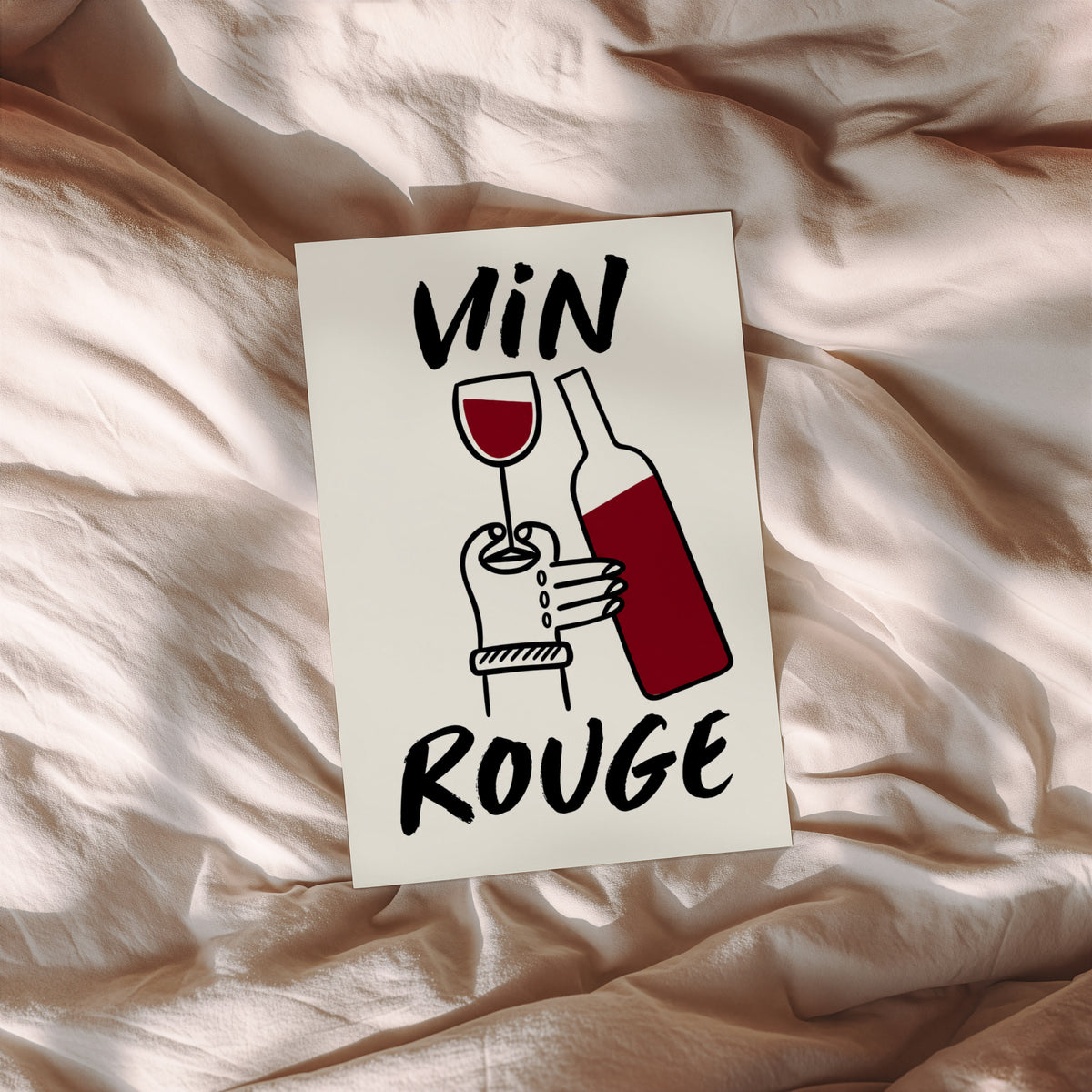 Vintage Vin Rouge Print Poster, Red Wine Kitchen Art