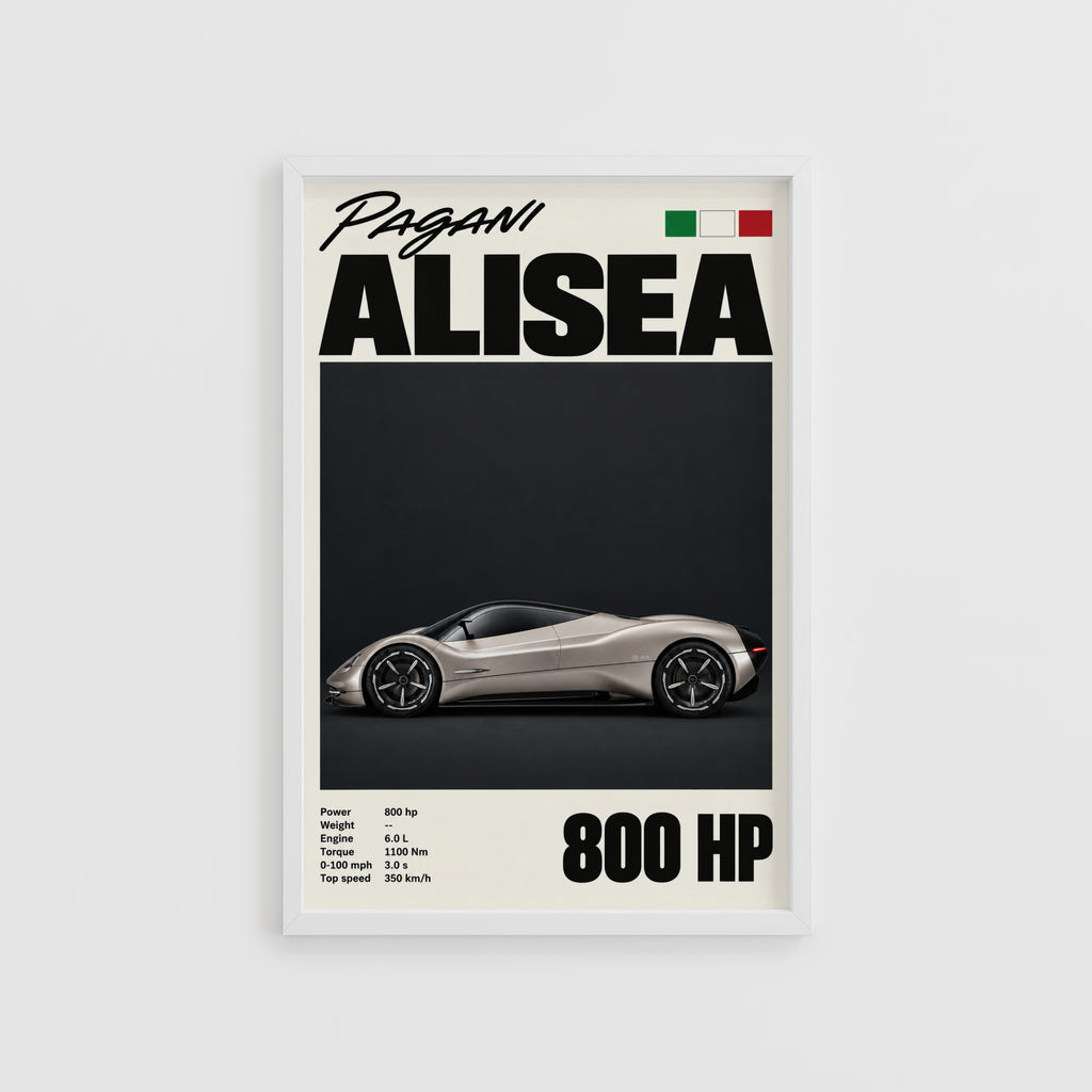 Vintage Pagani Alisea Print, Car Poster, Supercar Art