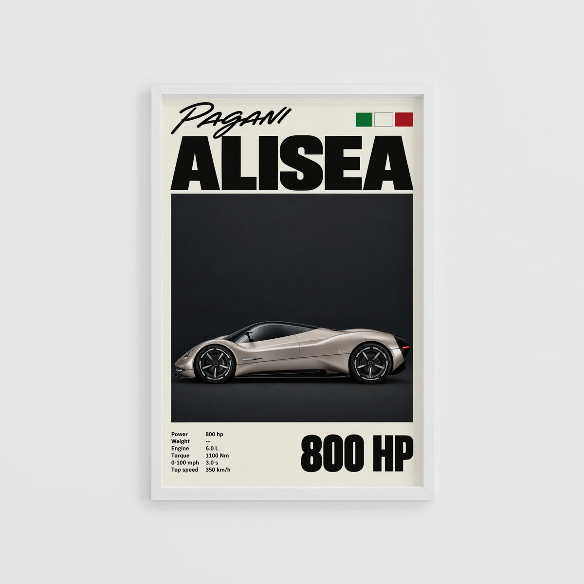 Vintage Pagani Alisea Print, Car Poster, Supercar Art